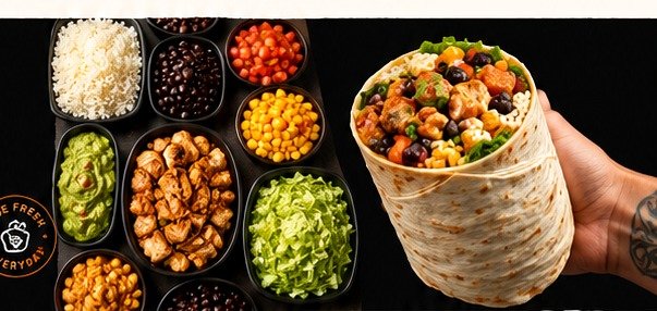 Fresh burrito ingredients